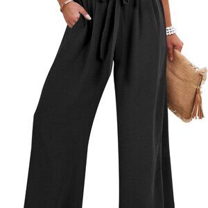 Women Wide Leg Palazzo Pants Summer High Waist Flowy Casual Trousers Loose Loung